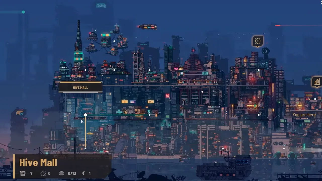 Offizielle In-Game-Karte von Hive Mall mit 7 Läden und 13 Vorratskisten in Nivalis