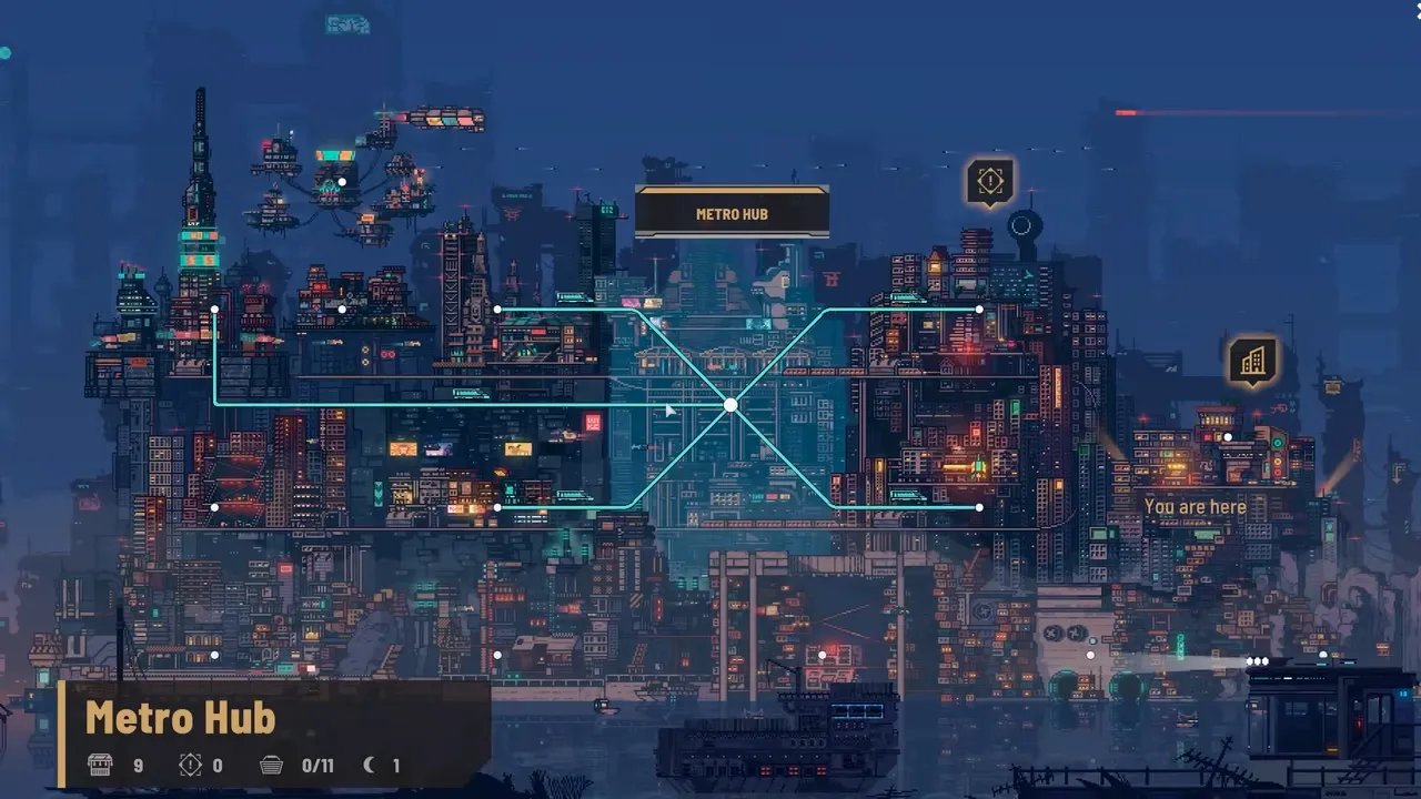 Offizielle In-Game-Karte von Metro Hub mit 9 Läden und 11 Vorratskisten in Nivalis